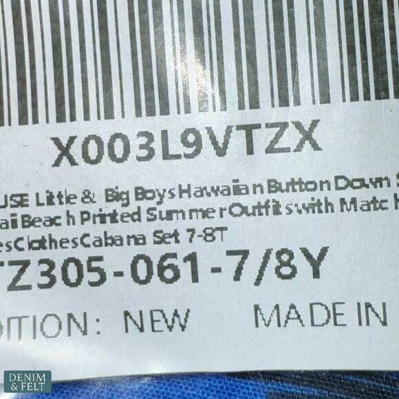 Tunevuse Boys Hawaiian 3pc Cabana Set Shirt Shorts Hat Blue Hawaii Print NEW - Picture 6 of 9